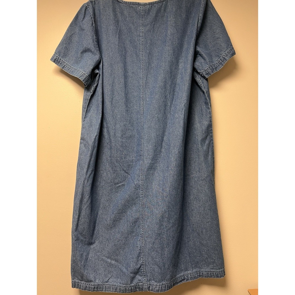 Blair Large Blue Jean Embroidered LightHouses Denim Shift Dress Granny Nautica - Picture 4 of 5